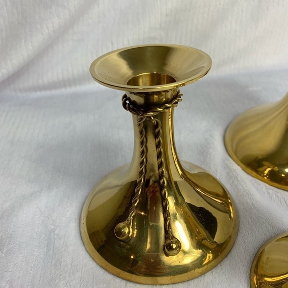 VINTAGE DECRORATIVE CRAFTS  BRASS CANDLE HOLDERS - Picture 3 of 14